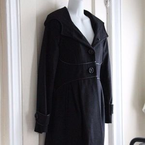 NEW Via Spiga black wool hooded winter coat size 4